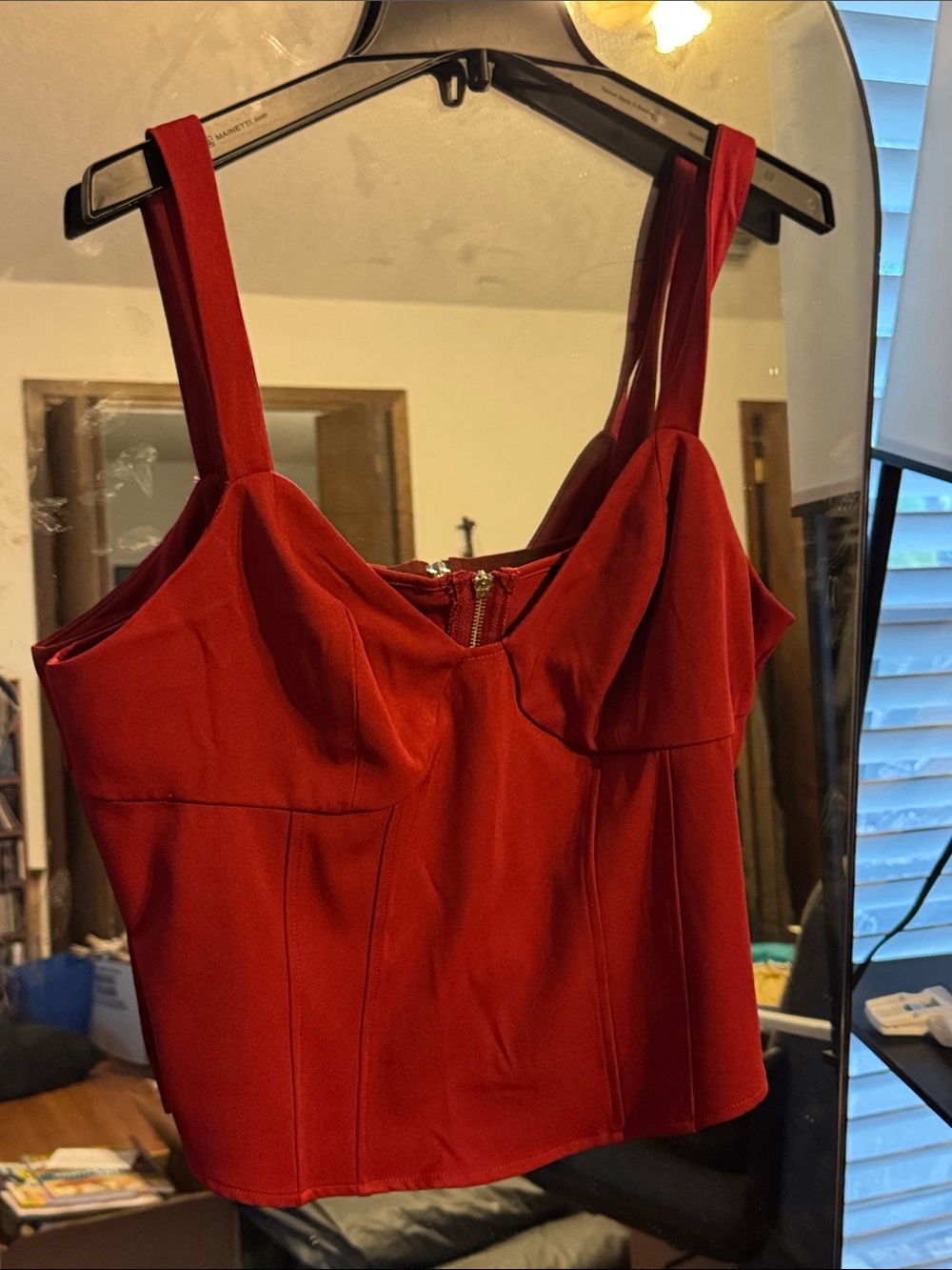 New York and Co Red Women's Bustier Tank Top - Stylish Strappy Crop